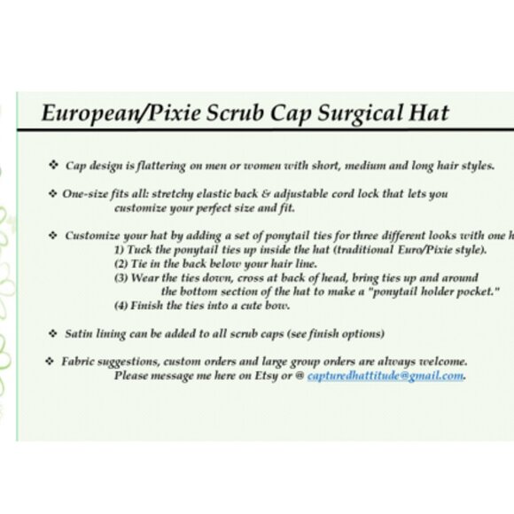 NWOT St. Patricks Day Euro, European, Pixie Scrub Cap - Picture 5 of 6